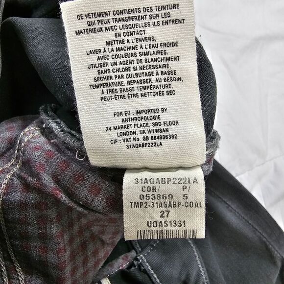 Pilcro and the Letterpress Anthropology Dark Grey Denim Jeans Women's Size 27 - Picture 5 of 8